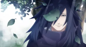 Smiling Madara Under Falling Leaves Wallpaper
