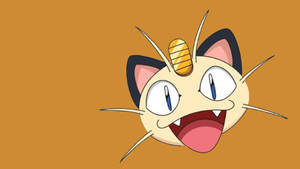 Smiling Meowth With Orange Backdrop Wallpaper