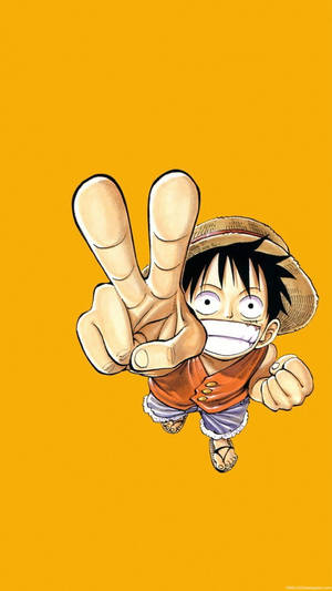 Smiling One Piece Luffy Pfp Victory Sign Wallpaper