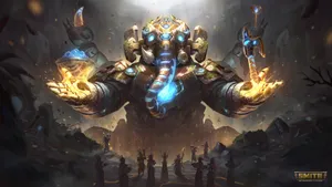 Smite Armored Glowing Ganesha Ganpati 4k Wallpaper