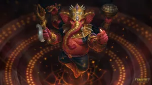 Smite Ganesha Gold Crown Ganpati 4k Wallpaper