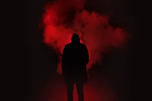 Smoke, Hood, Silhouette, Dark, Red, Black Wallpaper