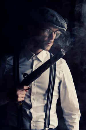Smoking Black Gangster Gun Wallpaper