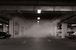 Smoky Dark Underground Parking Lot Wallpaper