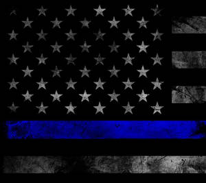 Smudged Thin Blue Line Flag Wallpaper