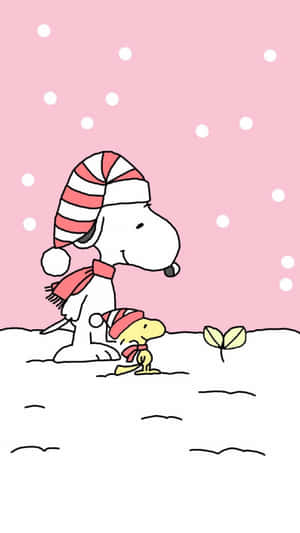 Snoopy And Woodstock Peanuts Christmas Wallpaper