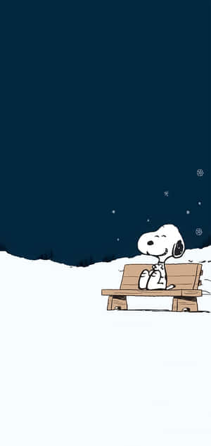 Snoopy On A Bench Peanuts Christmas Wallpaper