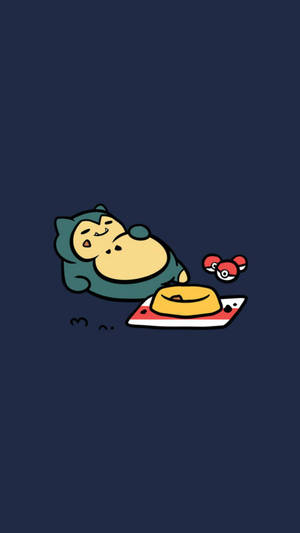 Snorlax With Food Phone Wallpaper