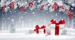 Snow And Presents Christmas Holiday Desktop Wallpaper