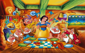 Snow White And Dwarfs Dinner Wallpaper
