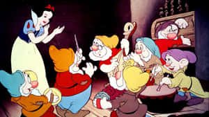 Snow White And The Seven Dwarfs Playing Music Wallpaper