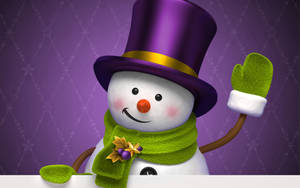 Snowman Purple Hat Wallpaper