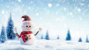 Snowy Christmas Snowman Wallpaper