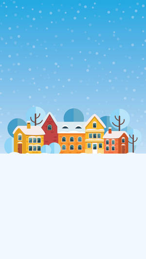 Snowy Christmas Street Minimalist Iphone Wallpaper