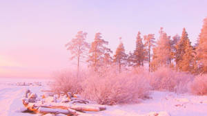 Snowy Landscape Pastel Aesthetic Tumblr Laptop Wallpaper