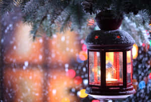 Snowy Lantern High Resolution Christmas Desktop Wallpaper