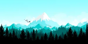Snowy Mountain Landscape Vector Art Wallpaper