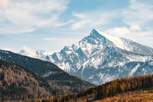Snowy Mountain Peak In Autumn Hd Scenery Wallpaper