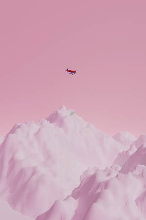 Snowy Peaks And An Airplane Mobile 3d Wallpaper