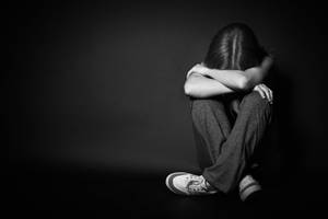 So Sad Girl In Grey Scale Wallpaper