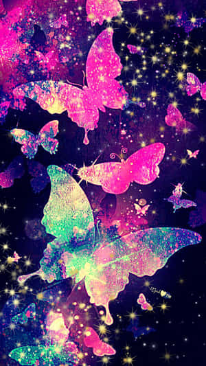 Soar Into The World Of Color With A Glitter Butterfly Wallpaper