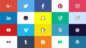 Social Media Icons On Colourful Tiles Wallpaper