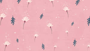 Soft Aesthetic Flower And Leaf Seamless Computer Wallpaper