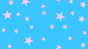Soft Blue Background And Pink Stars Wallpaper