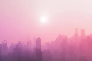 Soft Pink City Sky Wallpaper