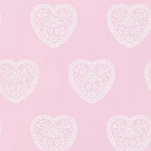 Soft Pink Hearts Damask Wallpaper