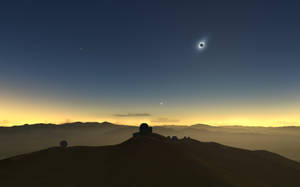 Solar Eclipse And Desert Telescope Wallpaper