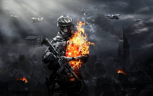 Soldier In Fire Battlefield 3 Wallpaper