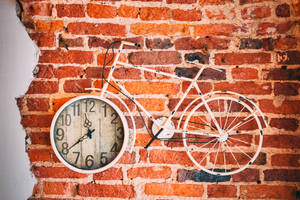 Solid Pastel Color Bicycle Clock Wallpaper