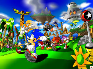 Sonic The Hedgehog Sprinting Through The Beautiful Tropical Jungle Wallpaper