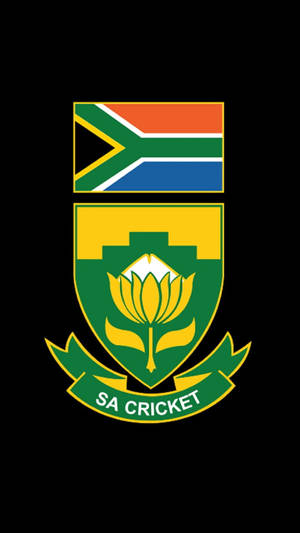 South Africa Cricket Logo In Black Wallpaper