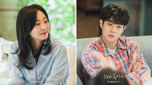 South Korean Actors, Choi Woo Shik And Kim Da Mi In A Collage Wallpaper