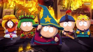 South Park Flaming Poster Wallpaper