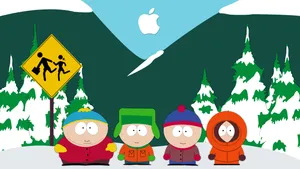 South Park With Apple Logo Art Wallpaper