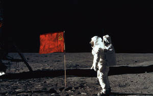 Soviet Union Flag In The Moon Wallpaper