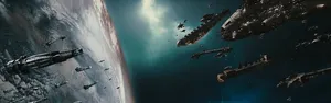 Space Battle Dual Monitor Wallpaper
