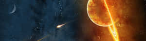 Space Hd 3840x1080 Moon Comets Wallpaper