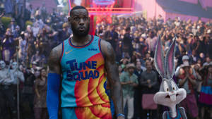 Space Jam Surprised Lebron And Bugs Wallpaper