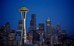 Space Needle Blue Night Sky Wallpaper