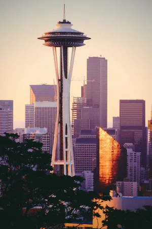 Space Needle Portrait In Cool Seattle Wallpaper