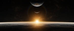 Space Sunrise Illuminating Planets Wallpaper