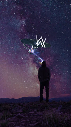 Spaceship With Alan Walker Logo Wallpaper