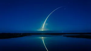 Spacex Falcon 9 Long Exposure Wallpaper