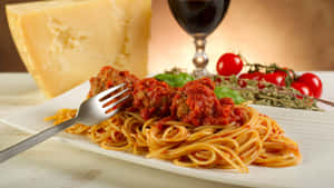 Spaghetti Meatballs Cheese Wine.jpg Wallpaper