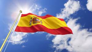 Spain Flag Sunlight Clouds Wallpaper