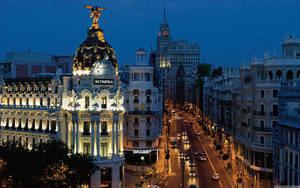 Spanish Broadway Madrid Gran Via Wallpaper